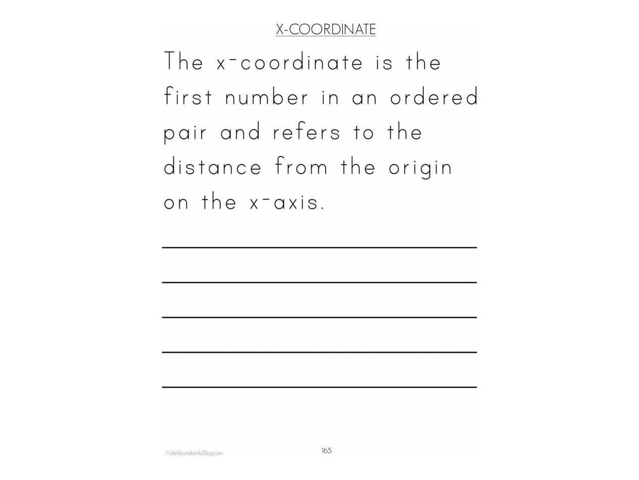 Math Vocabulary- 109 Terms for Elementary {A Copywork Math Resource} (Digital)