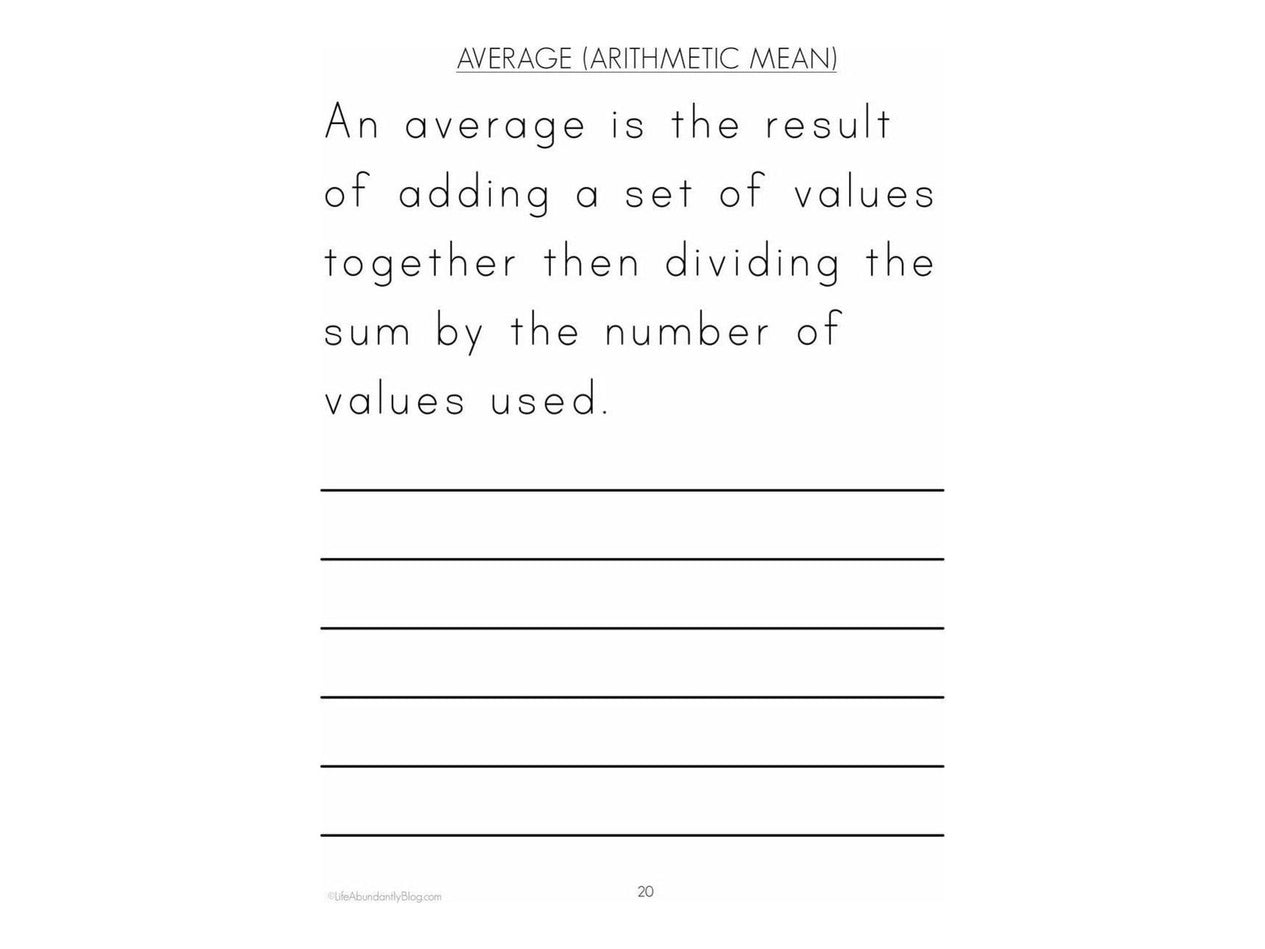 Math Vocabulary- 109 Terms for Elementary {A Copywork Math Resource} (Digital)
