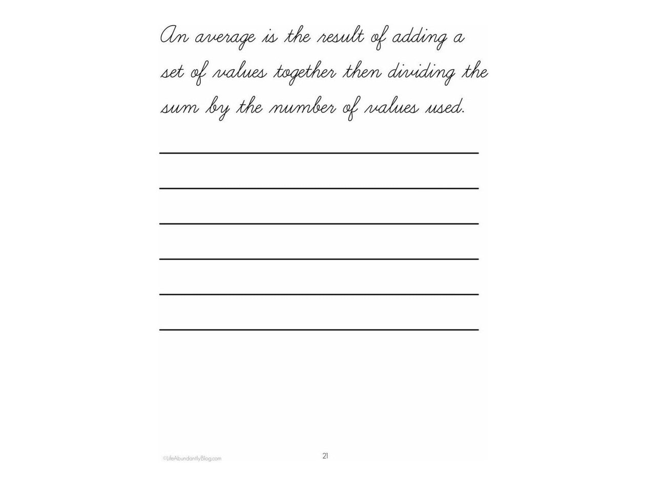 Math Vocabulary- 109 Terms for Elementary {A Copywork Math Resource} (Digital)