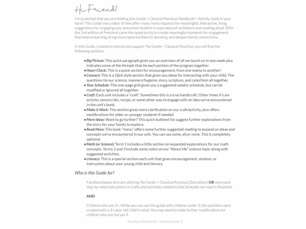 Preschool Handicraft + Activity Guide