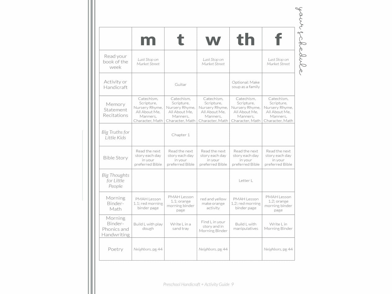 Preschool Handicraft + Activity Guide